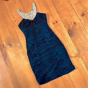 VINTAGE • BELLISSIMA FASHION • Navy Blue Cocktail Dress Evening Gown • Size 6